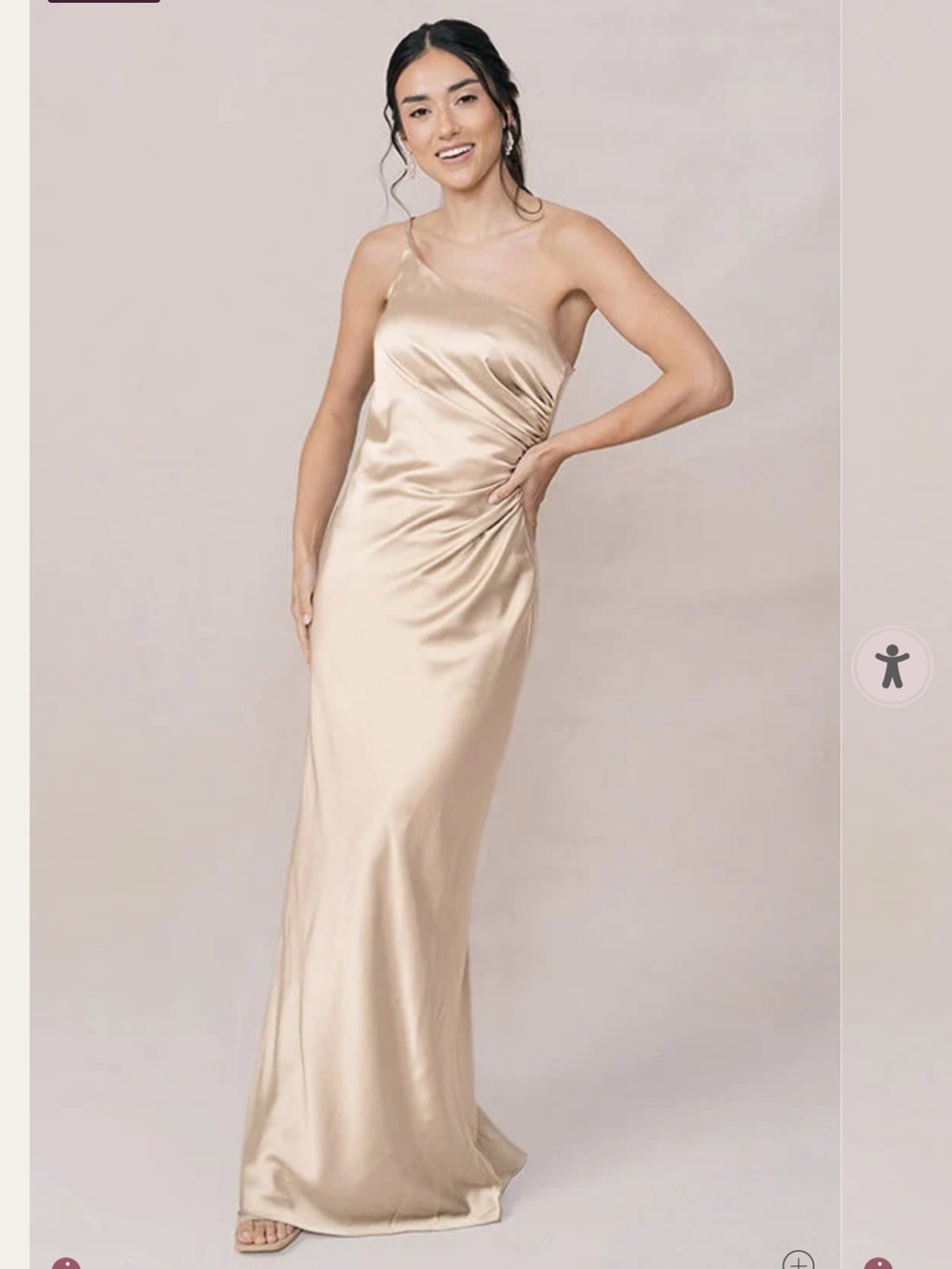Revelry Satin Jade One-Shoulder Bridesmaid Dress - Champagne